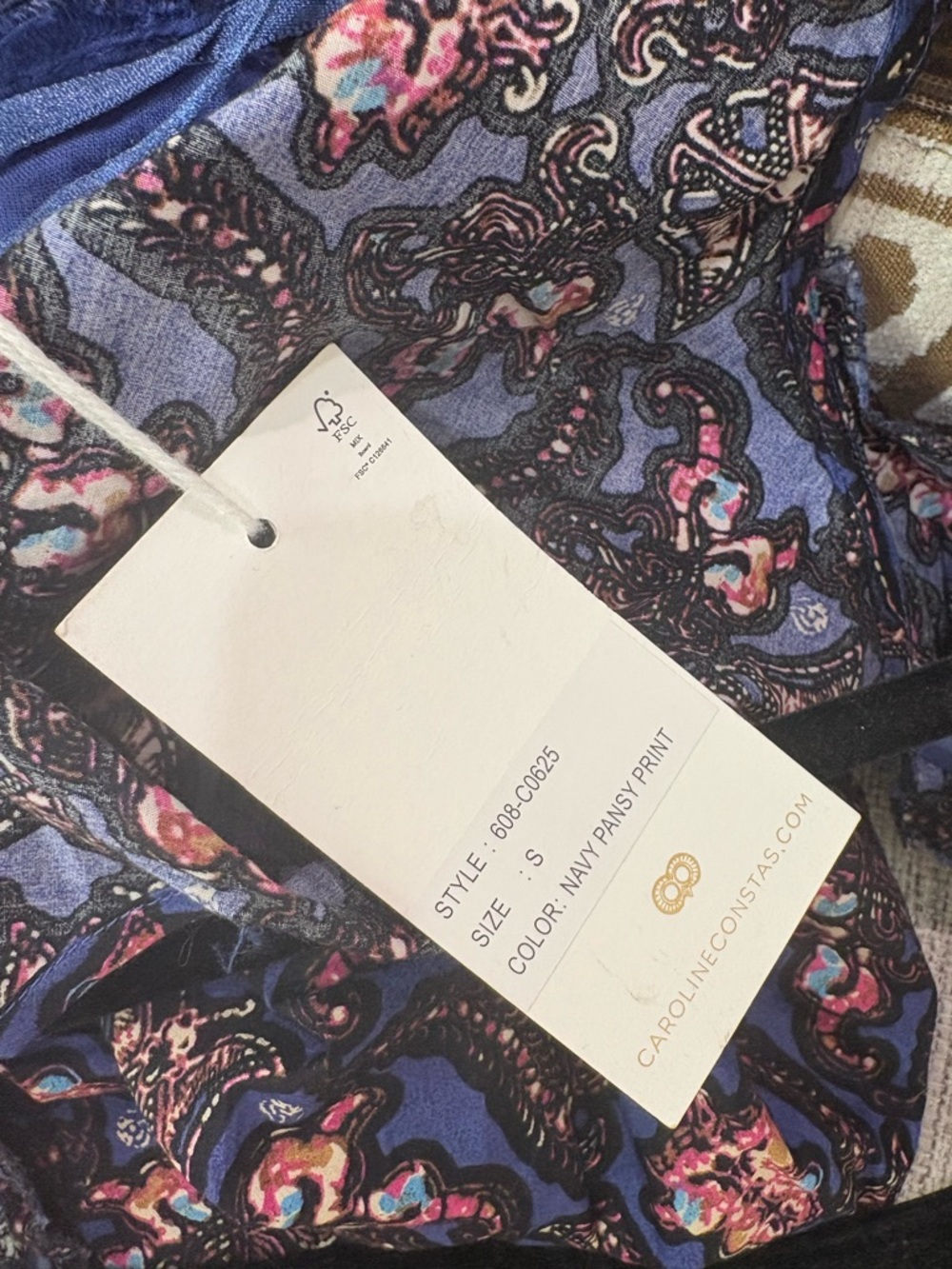 NWT Caroline Constas Floral Paisley Navy Midi Dress with Ruffled Sleeves - Picture 7 of 8